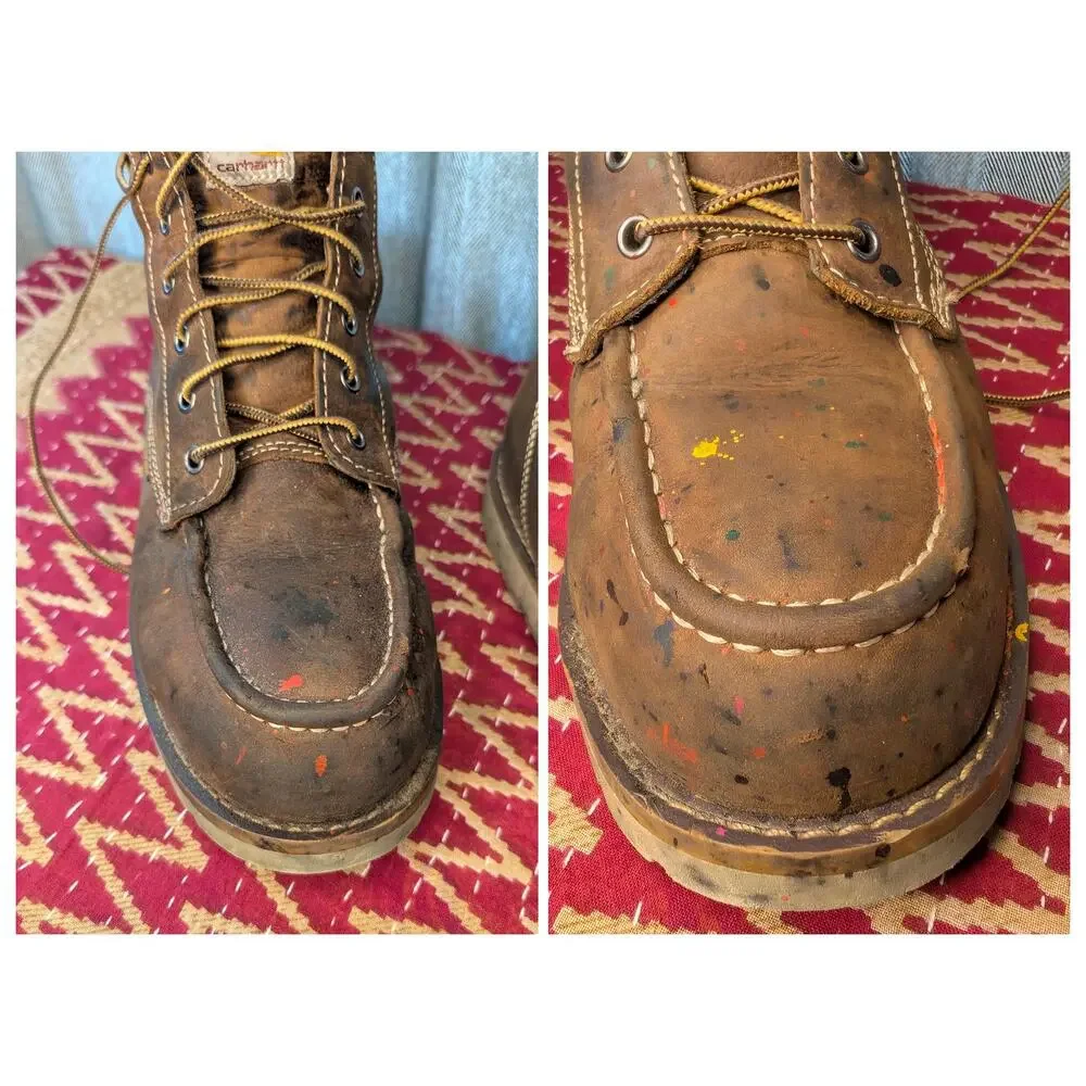 Thrashed CARHARTT Paint Splatter Steel Toe Work Boots Mens 9.5 M Waterproof